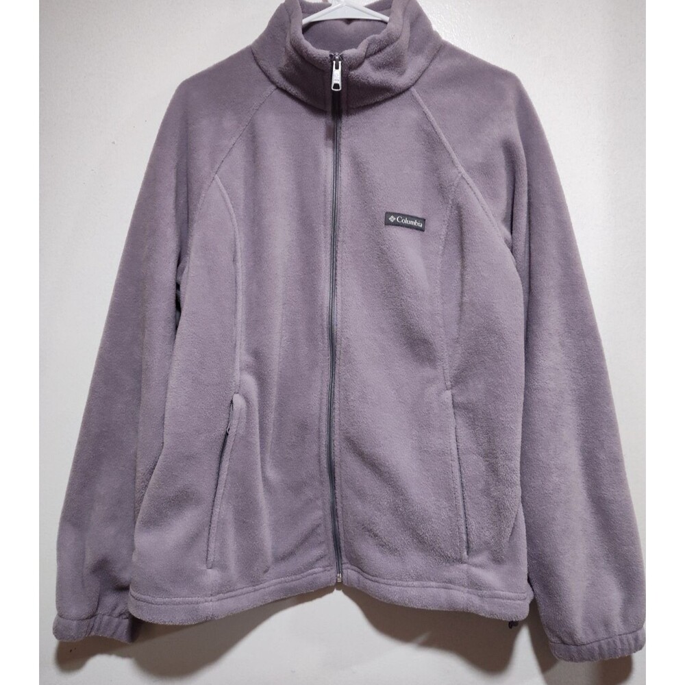 Columbia Womens Size XL long Sleeve Full Zip Light Purple Soft Jacket Zip Pocket